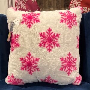 Rachel Zoe Pink and White Snowflake Holiday Pillow NWT